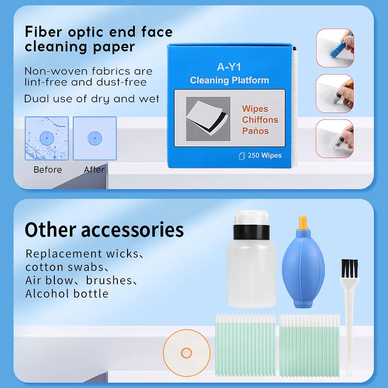 COMPTYCO Fiber Cleaning Tool Set AUA-600 Fiber End Face Tester 400x Fiber Cleaning Pen Cleaning Box