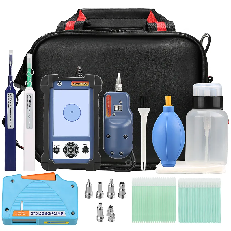 COMPTYCO Fiber Cleaning Tool Set 400x Fiber End Face Tester+APC Head Fiber Cleaning Pen Cleaning Box