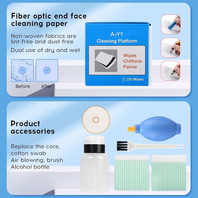 COMPTYCO fiber optic kit 11 piece set fiber optic cleaning kit A-Y3 cleaning paper 1.25/2.5mm SC FC ST LC cleaning pen/box fiber optic cleaner